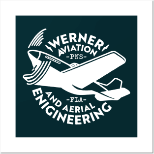 Werner Aviation (White on Dark Blue) Posters and Art